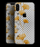 Karamfila Yellow & Gray Floral V8 - iPhone XS MAX, XS/X, 8/8+, 7/7+, 5/5S/SE Skin-Kit (All iPhones Available)