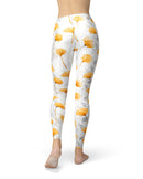 Karamfila Yellow & Gray Floral V10 - All Over Print Womens Leggings / Yoga or Workout Pants
