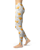 Karamfila Yellow & Gray Floral V10 - All Over Print Womens Leggings / Yoga or Workout Pants
