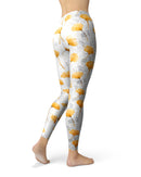 Karamfila Yellow & Gray Floral V10 - All Over Print Womens Leggings / Yoga or Workout Pants