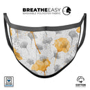 Karamfila Yellow & Gray Floral V11 - Made in USA Mouth Cover Unisex Anti-Dust Cotton Blend Reusable & Washable Face Mask with Adjustable Sizing for Adult or Child