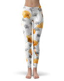 Karamfila Yellow & Gray Floral V11 - All Over Print Womens Leggings / Yoga or Workout Pants