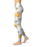 Karamfila Yellow & Gray Floral V11 - All Over Print Womens Leggings / Yoga or Workout Pants