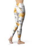 Karamfila Yellow & Gray Floral V11 - All Over Print Womens Leggings / Yoga or Workout Pants