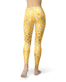 Karamfila Yellow & Gray Floral V12 - All Over Print Womens Leggings / Yoga or Workout Pants