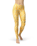 Karamfila Yellow & Gray Floral V12 - All Over Print Womens Leggings / Yoga or Workout Pants