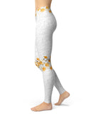Karamfila Yellow & Gray Floral V14 - All Over Print Womens Leggings / Yoga or Workout Pants