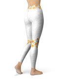 Karamfila Yellow & Gray Floral V14 - All Over Print Womens Leggings / Yoga or Workout Pants