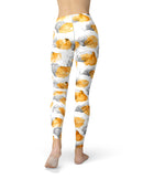 Karamfila Yellow & Gray Floral V15 - All Over Print Womens Leggings / Yoga or Workout Pants