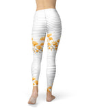Karamfila Yellow & Gray Floral V16 - All Over Print Womens Leggings / Yoga or Workout Pants