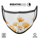 Karamfila Yellow & Gray Floral V1 - Made in USA Mouth Cover Unisex Anti-Dust Cotton Blend Reusable & Washable Face Mask with Adjustable Sizing for Adult or Child