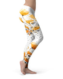 Karamfila Yellow & Gray Floral V1 - All Over Print Womens Leggings / Yoga or Workout Pants