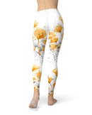 Karamfila Yellow & Gray Floral V1 - All Over Print Womens Leggings / Yoga or Workout Pants