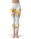 Karamfila Yellow & Gray Floral V1 - All Over Print Womens Leggings / Yoga or Workout Pants