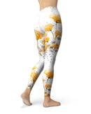 Karamfila Yellow & Gray Floral V1 - All Over Print Womens Leggings / Yoga or Workout Pants