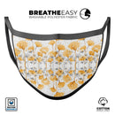 Karamfila Yellow & Gray Floral V2 - Made in USA Mouth Cover Unisex Anti-Dust Cotton Blend Reusable & Washable Face Mask with Adjustable Sizing for Adult or Child