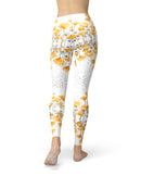 Karamfila Yellow & Gray Floral V2 - All Over Print Womens Leggings / Yoga or Workout Pants