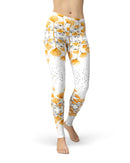 Karamfila Yellow & Gray Floral V2 - All Over Print Womens Leggings / Yoga or Workout Pants