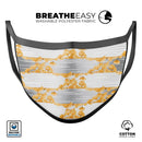 Karamfila Yellow & Gray Floral V4 - Made in USA Mouth Cover Unisex Anti-Dust Cotton Blend Reusable & Washable Face Mask with Adjustable Sizing for Adult or Child