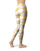 Karamfila Yellow & Gray Floral V4 - All Over Print Womens Leggings / Yoga or Workout Pants