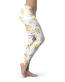Karamfila Yellow & Gray Floral V5 - All Over Print Womens Leggings / Yoga or Workout Pants