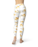 Karamfila Yellow & Gray Floral V5 - All Over Print Womens Leggings / Yoga or Workout Pants