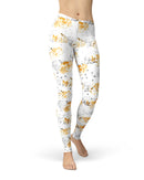 Karamfila Yellow & Gray Floral V5 - All Over Print Womens Leggings / Yoga or Workout Pants