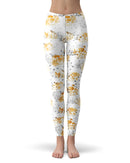 Karamfila Yellow & Gray Floral V5 - All Over Print Womens Leggings / Yoga or Workout Pants