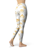 Karamfila Yellow & Gray Floral V5 - All Over Print Womens Leggings / Yoga or Workout Pants