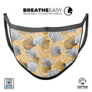 Karamfila Yellow & Gray Floral V6 - Made in USA Mouth Cover Unisex Anti-Dust Cotton Blend Reusable & Washable Face Mask with Adjustable Sizing for Adult or Child
