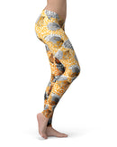 Karamfila Yellow & Gray Floral V6 - All Over Print Womens Leggings / Yoga or Workout Pants