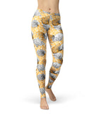 Karamfila Yellow & Gray Floral V6 - All Over Print Womens Leggings / Yoga or Workout Pants