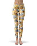 Karamfila Yellow & Gray Floral V6 - All Over Print Womens Leggings / Yoga or Workout Pants