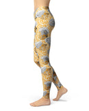 Karamfila Yellow & Gray Floral V6 - All Over Print Womens Leggings / Yoga or Workout Pants