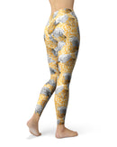Karamfila Yellow & Gray Floral V6 - All Over Print Womens Leggings / Yoga or Workout Pants