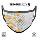 Karamfila Yellow & Gray Floral V8 - Made in USA Mouth Cover Unisex Anti-Dust Cotton Blend Reusable & Washable Face Mask with Adjustable Sizing for Adult or Child