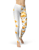 Karamfila Yellow & Gray Floral V8 - All Over Print Womens Leggings / Yoga or Workout Pants