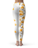 Karamfila Yellow & Gray Floral V8 - All Over Print Womens Leggings / Yoga or Workout Pants