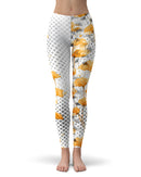 Karamfila Yellow & Gray Floral V8 - All Over Print Womens Leggings / Yoga or Workout Pants