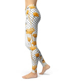 Karamfila Yellow & Gray Floral V8 - All Over Print Womens Leggings / Yoga or Workout Pants