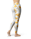 Karamfila Yellow & Gray Floral V8 - All Over Print Womens Leggings / Yoga or Workout Pants