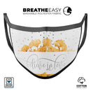 Karamfila Yellow & Gray Floral V9 - Made in USA Mouth Cover Unisex Anti-Dust Cotton Blend Reusable & Washable Face Mask with Adjustable Sizing for Adult or Child