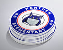 Kentuck Elementary School - Social Distancing Floor Safety Sign 7", 10", 12", 15" Circle Pressure Sensitive Adhesive Waterproof Decal for Wood, Tile, Concrete Flooring