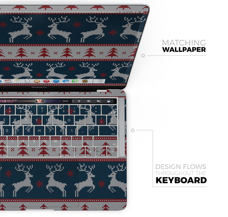 Knitted Ugly Christmas Sweater V3 - Skin Decal Wrap Kit Compatible with the Apple MacBook Pro, Pro with Touch Bar or Air (11", 12", 13", 15" & 16" - All Versions Available)