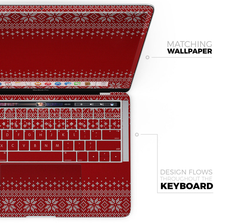 Knitted Ugly Christmas Sweater V4 - Skin Decal Wrap Kit Compatible with the Apple MacBook Pro, Pro with Touch Bar or Air (11", 12", 13", 15" & 16" - All Versions Available)