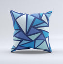 Large Vector Shards of Blue ink-Fuzed Decorative Throw Pillow