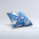 Large Vector Shards of Blue ink-Fuzed Decorative Throw Pillow