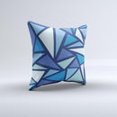 Large Vector Shards of Blue ink-Fuzed Decorative Throw Pillow