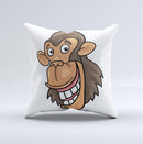 Laughing Vector Chimp Ink-Fuzed Decorative Throw Pillow