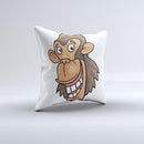 Laughing Vector Chimp Ink-Fuzed Decorative Throw Pillow